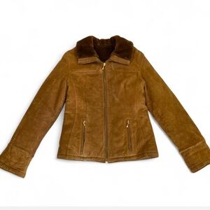 WINLIT Vtg Suede Western Jacket Faux Fur Lined with Collar Woman's Small